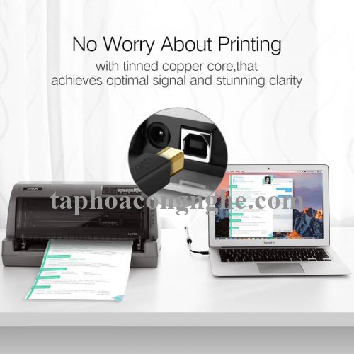 Ugreen 10351 3M màu Đen Cáp USB 2.0 sang USB B máy in đầu mạ vàng US135 30010351